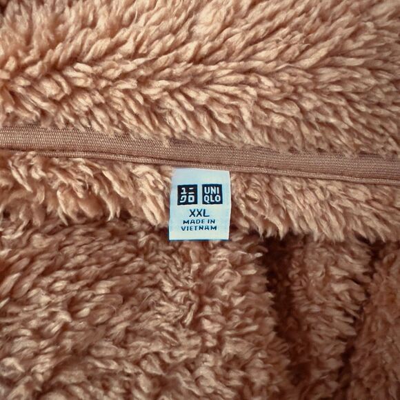 Uniqlo fluffy yarn fleece full zip jacket size XXL soft cozy teddy brown shacket - Picture 4 of 4